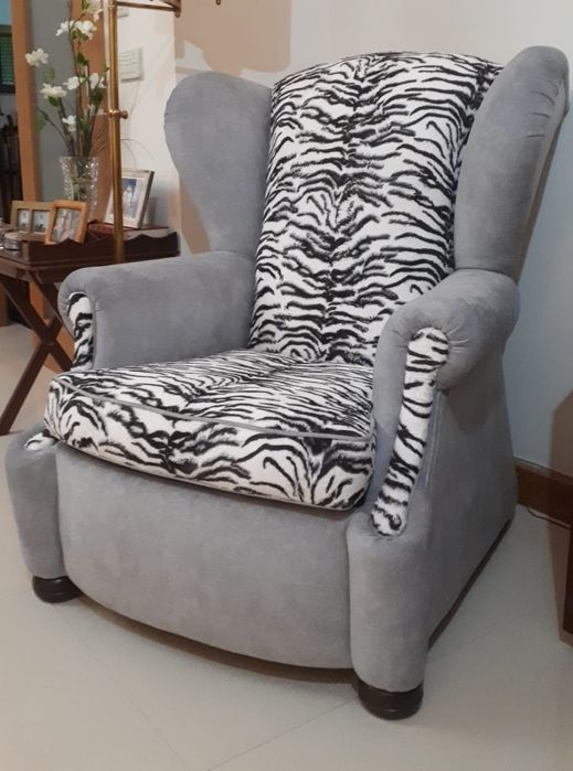 Gray Sofa with Zebra Pattern