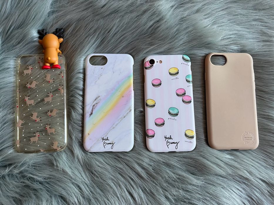 4 etui na iPhone 7 (marmur, makaroniki, beżowy i z reniferem)