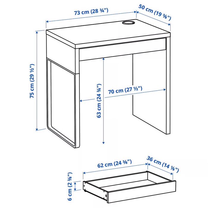 Secretária IKEA MICKE Castanho-Escuro (73x50 cm) – Excelente Estado