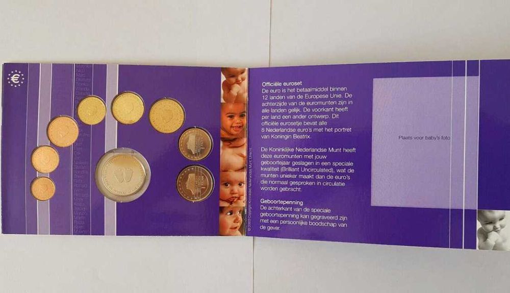 Set Conjunto Euro - Holanda 2003 BNC 1ct até 2e - comemorativa Bebé