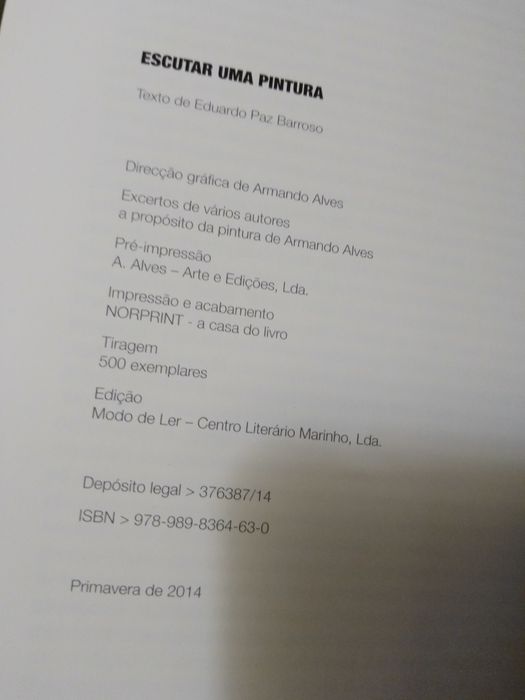 Escutar uma Pintura-Eduardo Paz Barrosso - 1 ediçao -10E - Vela Antiga-2E Desde 2E