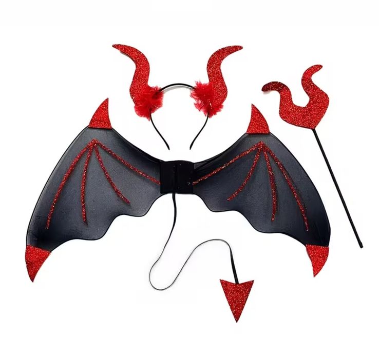 Strój przebranie kostium diabeł diabełek Halloween czerwony czarny nowy