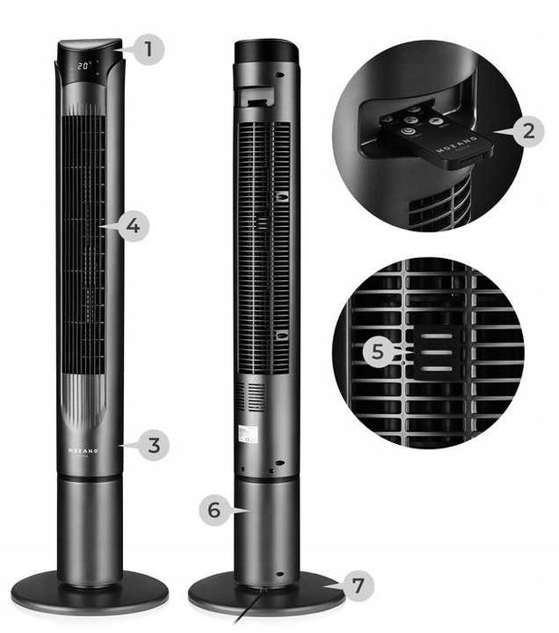 Wentylator Kolumnowy Podłogowy Stojący Jonizacja WiFi Aroma  + Pilot