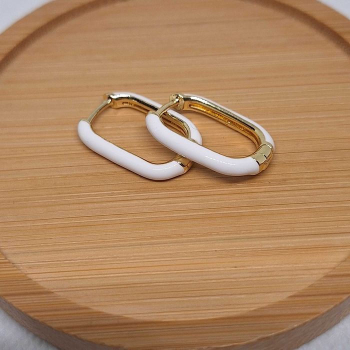 Piękne kolczyki emaliowane dwustronnie białe Stal szlachetna