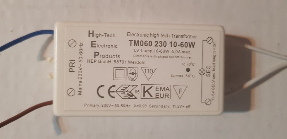 Transformador Eletronico 12v 10/60 W