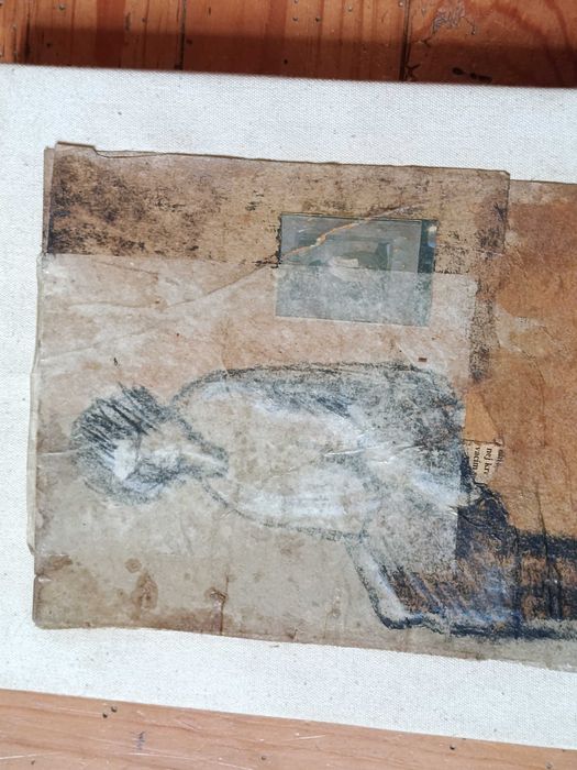 Obra original carvão e colagem sobre tela assinado