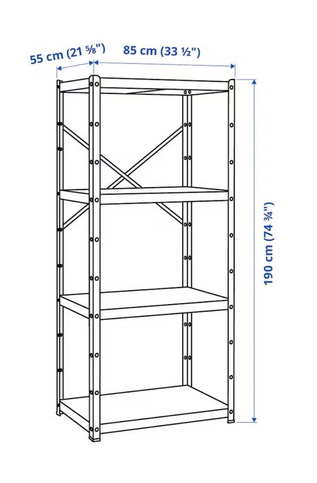 Regal czarny metalowy, 85x55x190 cm