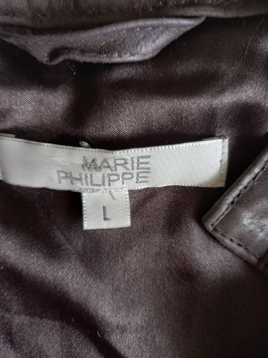MARIE PHILLIPE 40/L skóra naturalna brąz na wiosnę nowa + chusta H&M