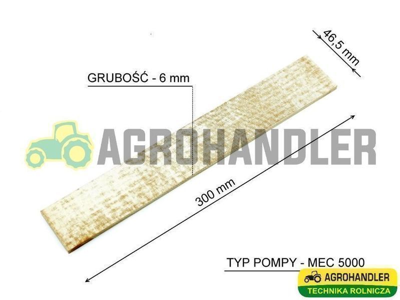 Łopatka Pompy PRÓŻNIOWEJ BECZKOWOZU 46,5x6,3x300
