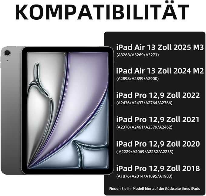 Vobafe Etui z klawiaturą do iPad Air 13" M3 M2, iPad Pro 12.9 3 4 5 6g