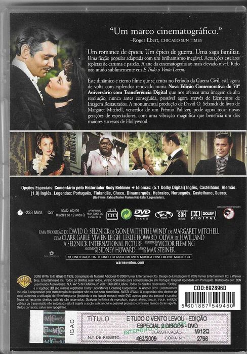 E Tudo o Vento Levou (edição do 70º aniversário em 2 DVD) (1939)