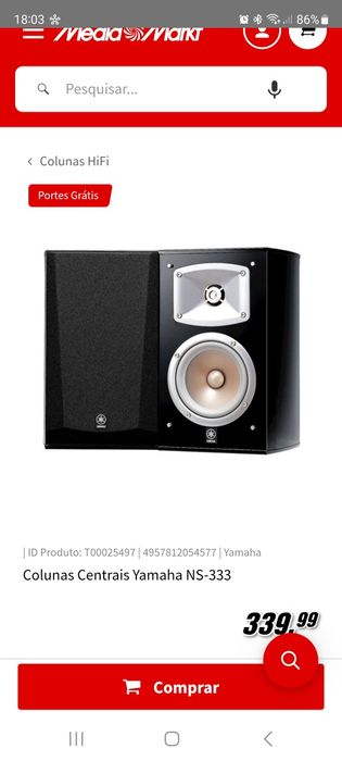 Colunas YAMAHA NS-333