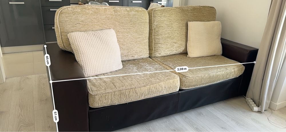 Sofá 2 Lugares Pele + Tecido – Super Preço Promoção