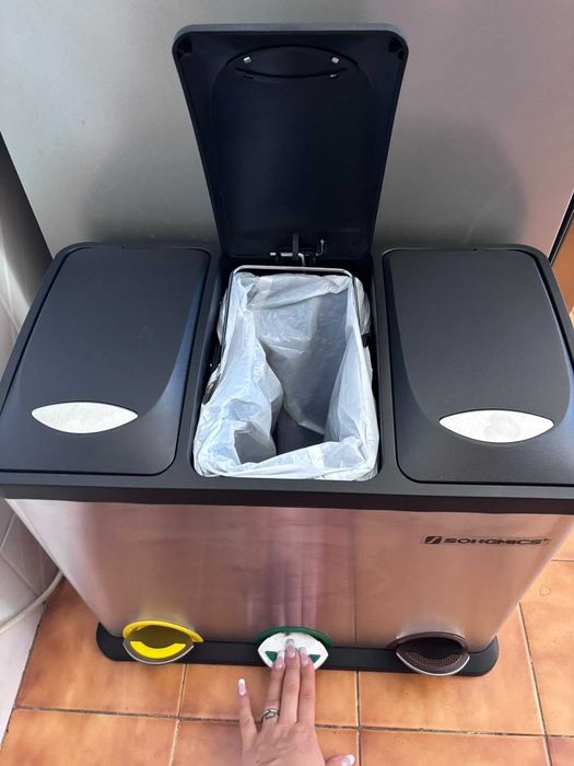 Lixeira de cozinha reciclagem com 3 compartimentos