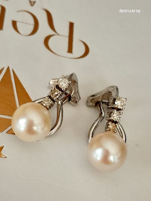 Wygodne Klipsy Perły Diamenty Złoto 585 WYCENA