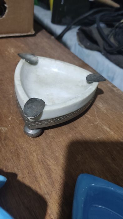 Cinzeiro mármore  e prata