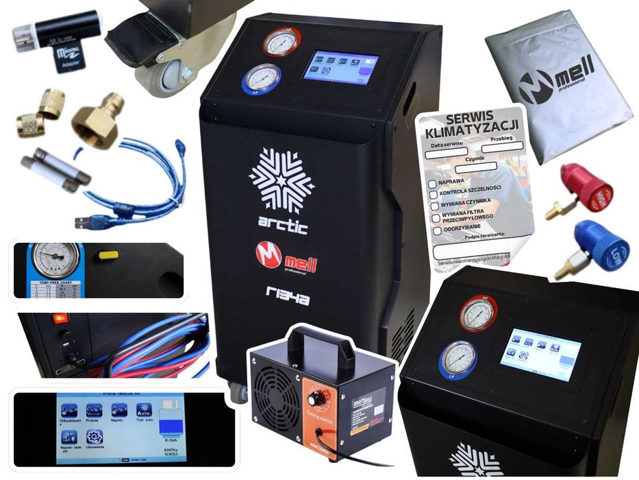 Stacja Klimatyzacji MELL PRO ARCTIC R134A / 1234YF Automat Baza Danych Ozonator GRATIS FV