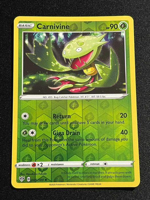 Carta Pokémon Carnivine 5/189 Darkness Ablaze