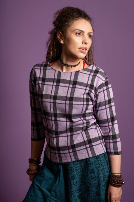 Reserved bluzka w krate S 36 vintage