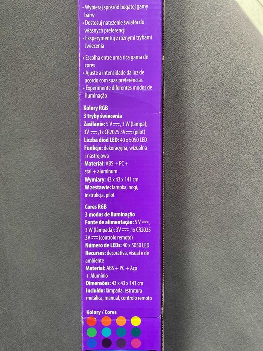 Nowa Narożna Lampa Podłogowa RGB Lethe z pilotem 141 cm -odbiór Poznań
