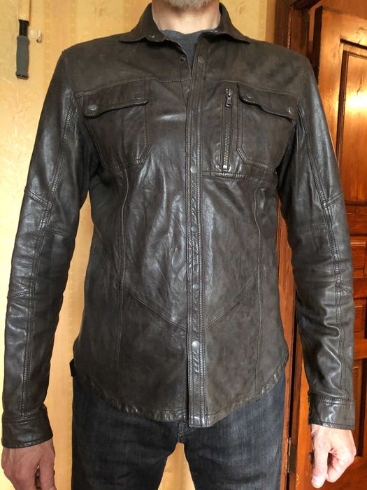 Шкіряна куртка рубашка label lab leather shirt розмір м