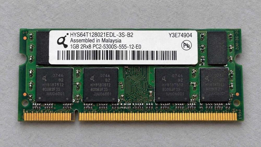 Memória RAM Qimonda 1GB DDR2 667MHz SO-DIMM
