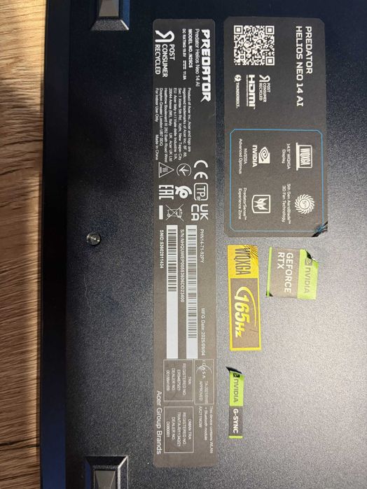 Stan Igła - w zasadzie NOWY! Acer Helios Neo 14 RTX 5070 Ultra 9 32GB 2x Zasilacz