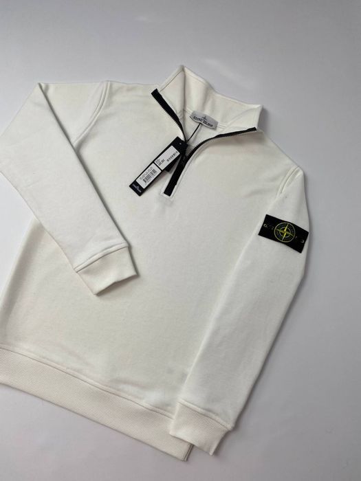 Білий зіп світшот Стон Айленд Кофта Stone Island Свитшот Стонік SI