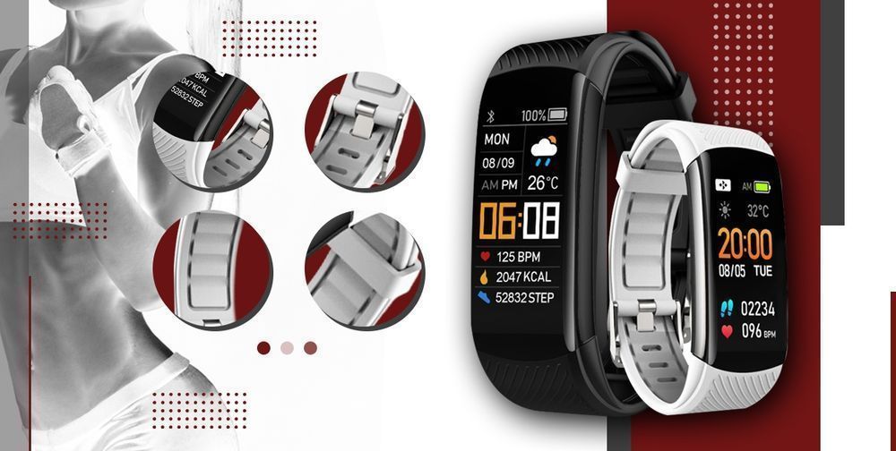 Smartband Giewont Fit&GO Duo GW200-2 - Black + Pasek Ice White