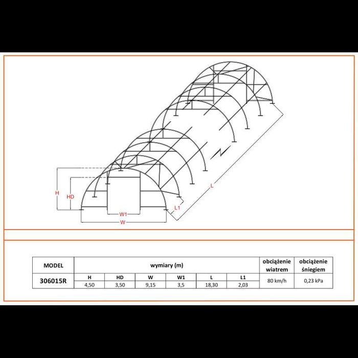 Hala namiotowa 9x18 magazyn całoroczny na bele PVC 900g Rabat 5%!