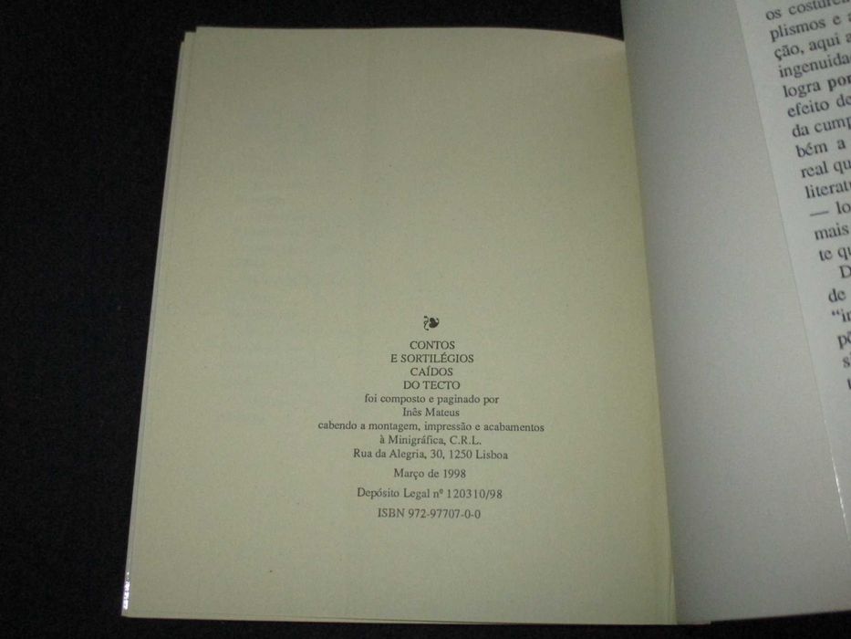 Livro Contos e Sortilégios Caídos do Tecto Zeca Risques Pereira &etc