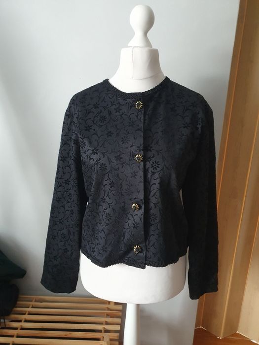Gotycki żakiet real vintage 1960s żakard bawełniany victorian goth