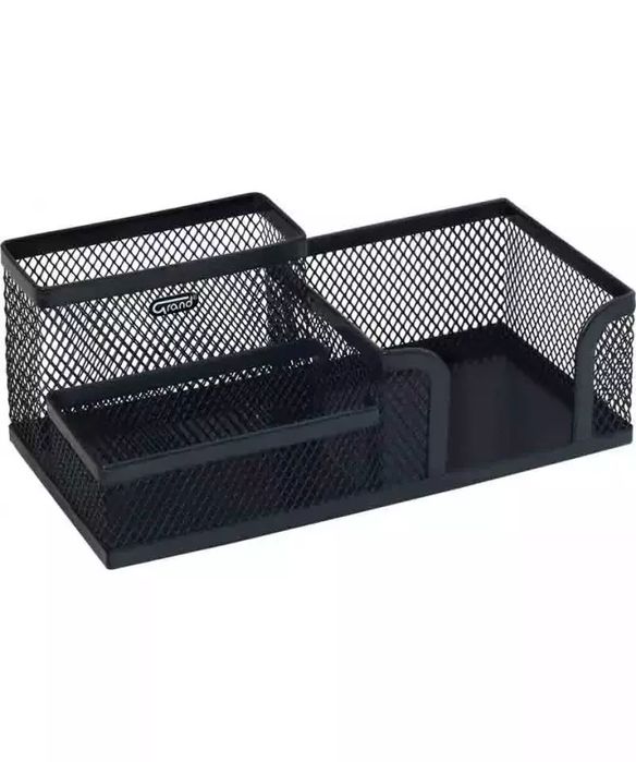 Przybornik na biurko metalowy. Grand Vip czarny. Nowy Produkt