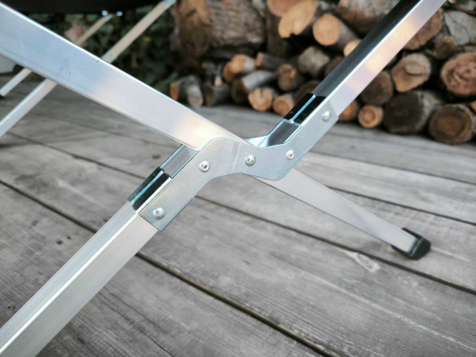 Розкладушка з алюмінію типу Нато для ЗСУ посилена з чорної тканини