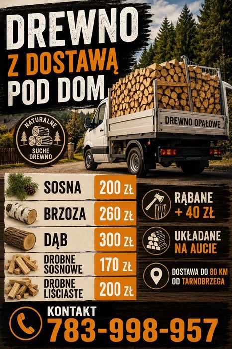 Drzewo dąb, sosna, brzoza.