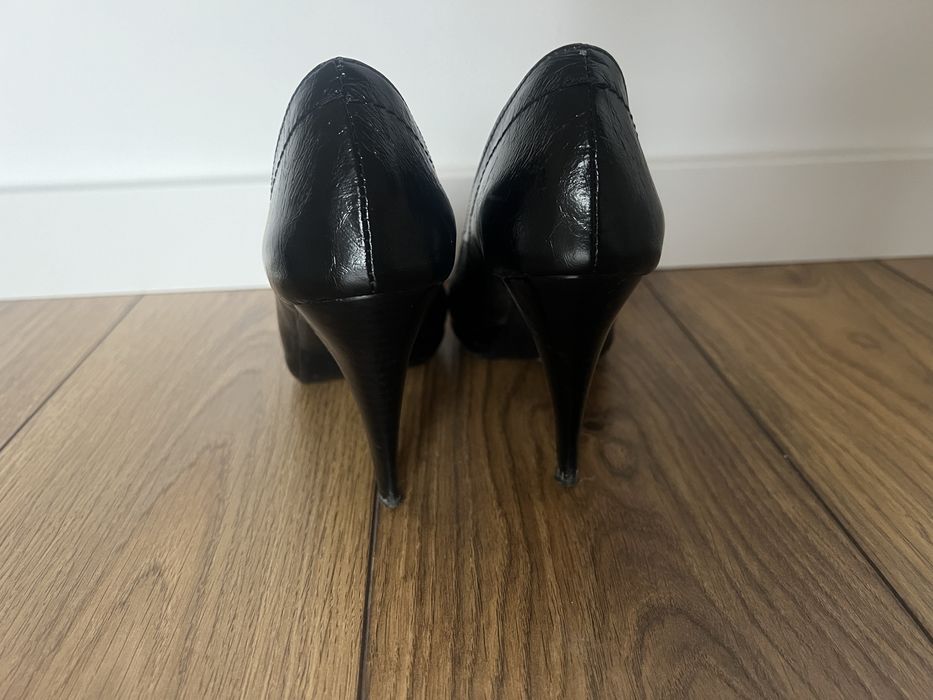 Szpilki skórzane na platformie 9 cm r 36