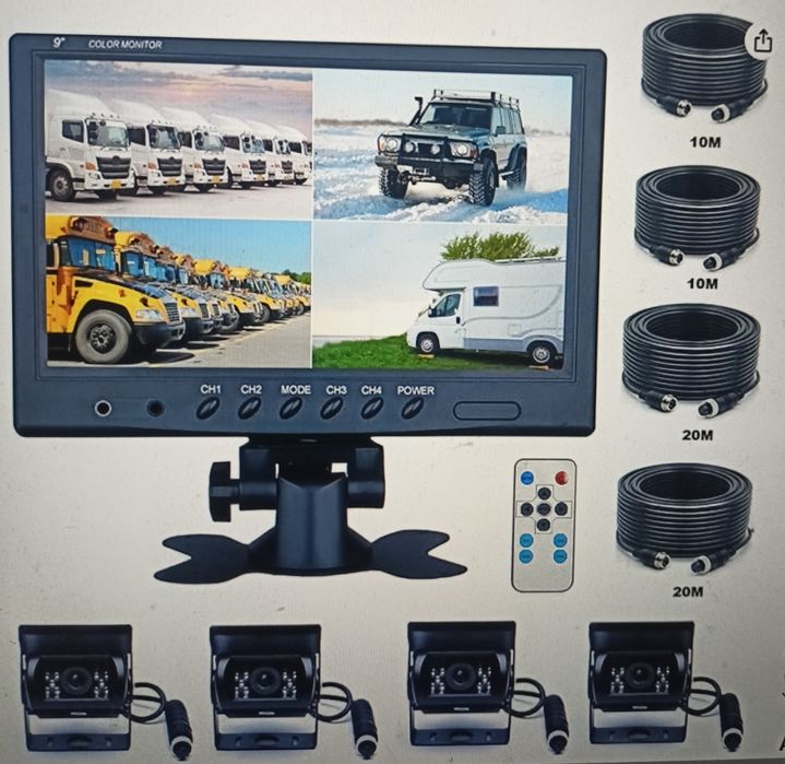 Monitor 9"kamery4x podczerwień podglad ,różne tryby kombajn Tir