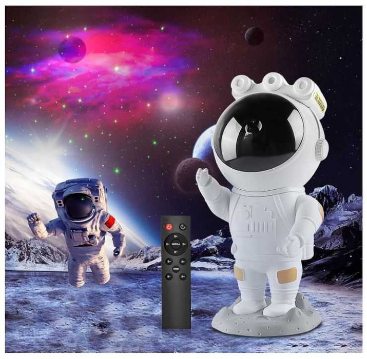 Projektor gwieździstego nieba, astronauta, pilot zdalnego sterowania