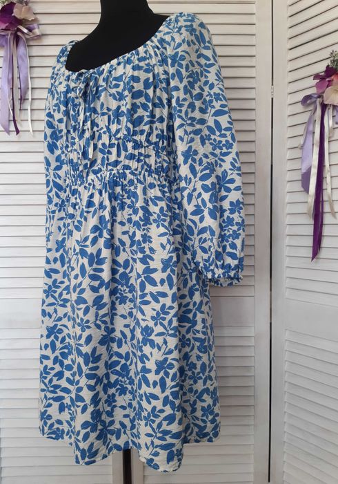 Платье мини в принт с рукавами mango