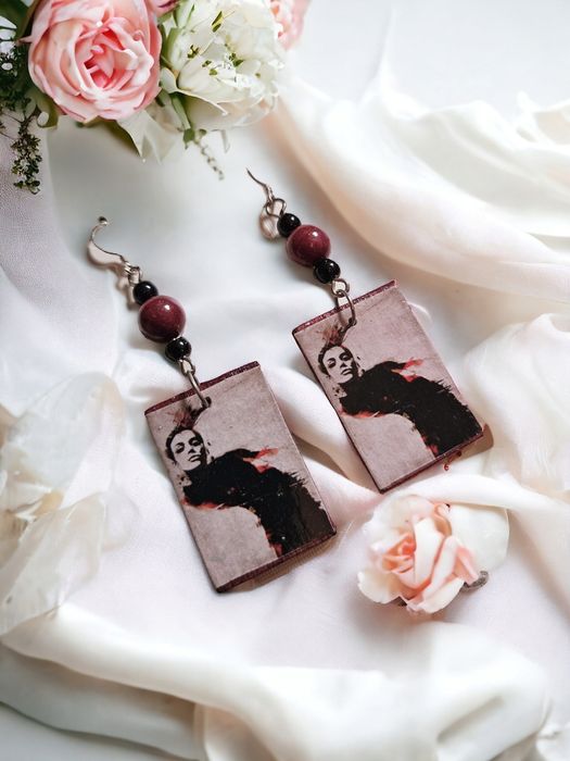 Kolczyki retro decoupage