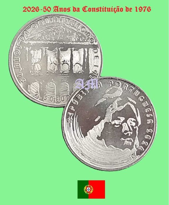 Portugal 2.50 € Moeda 50 Anos da Constituição 2026