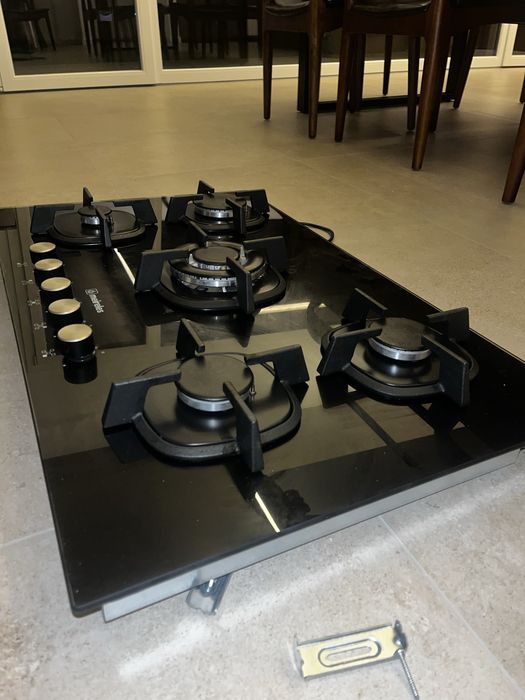 Placa de cozinha 86x52cm para gás butano ou propano com 5 queimadores