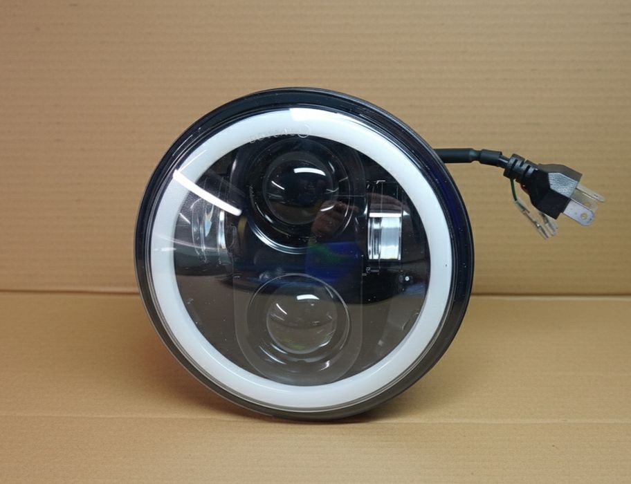 Фара мото діодна LED кругла d-144mm, Альфа Дельта +габарит білий/синій