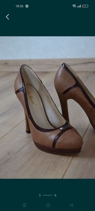 Шкіряні жіночі туфлі на високому каблуку, нові, 35 розмір.