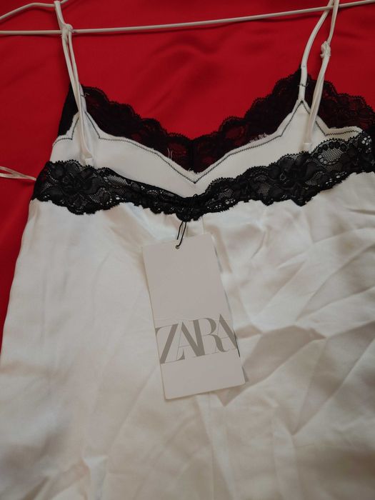 Białe koronkowe body Zara XS