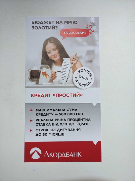 Кредит під 1,99% в місяць на будь які потреби