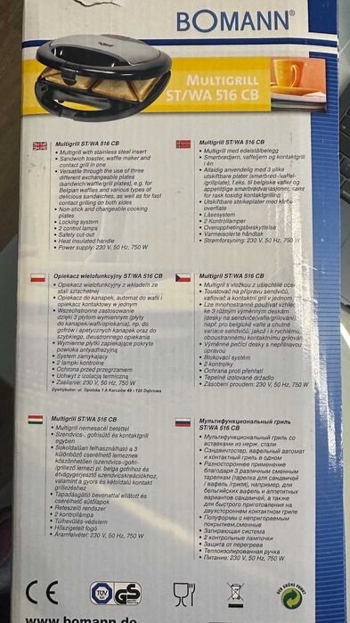 Opiekacz Bomann 3w1 - kanapki, gofry, grill