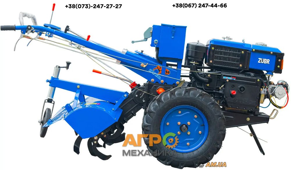 Мотоблок Зубр JR-Q12E, 12 к.с., дизель, рідинне (з фрезою)