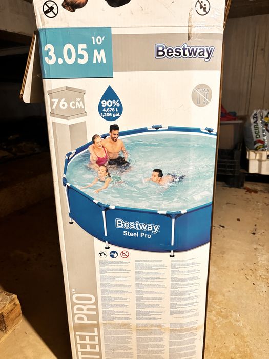 Piscina Steel Pro tubular circular 305x76cm + bomba e filtro