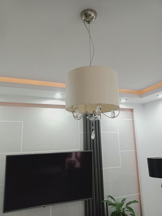 Lampa beżowa kremowa kryształy